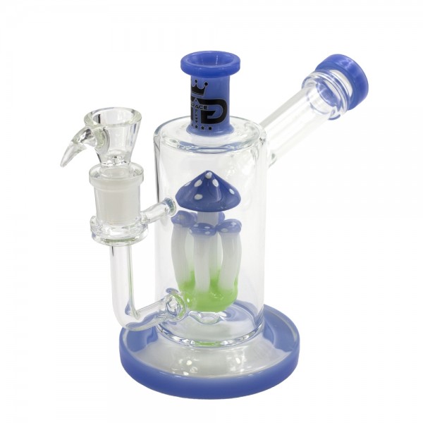 Grace Glass | Blue Mushroom Percolator Bubbler - H:19cm - Ø:65mm - SG:18.8mm